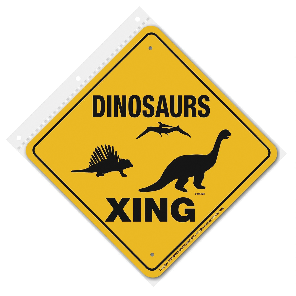 Noble Beasts Graphics Signs 20757 Sign, Dinosaurs Xing, Aluminum, 12 in L x 12 in W Dimensions - 3