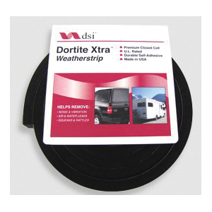 Dortite Xtra CC9410 Weatherstrip, 1/2 in W, 9/16 in Thick, 10 ft L, Rubber, Black - 2