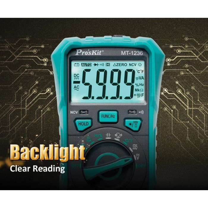 Pro'sKit MT-1236 Digital Multi-Meter, LCD Display - 3