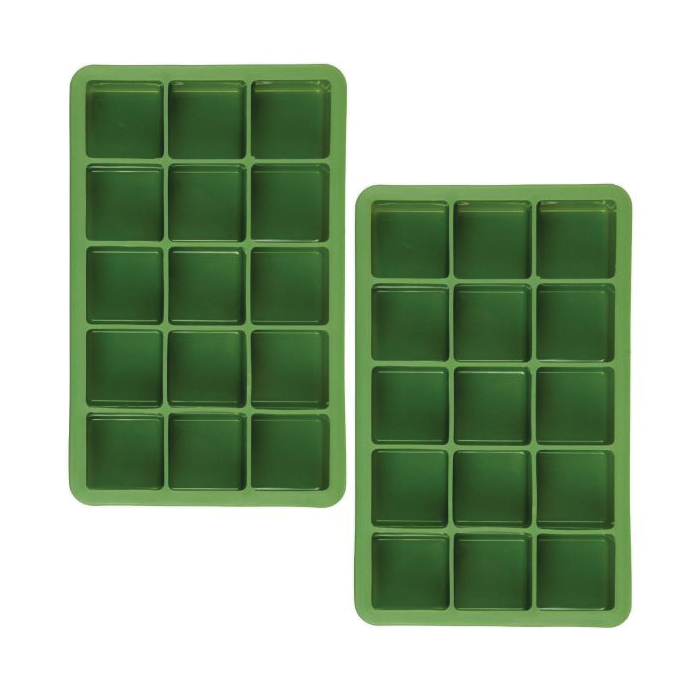 Tovolo 22017-500 Ice Tray, 15-Compartment, Silicone, Pesto, 7-1/4 in L, 4-1/2 in W, 1 in Thick, Dishwasher Safe: Yes - 2
