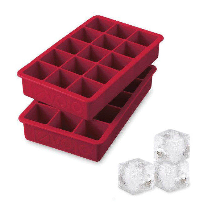 Tovolo 22017-400 Ice Tray, 15-Compartment, Silicone, Cayenne, 7-1/4 in L, 4-1/2 in W, 1 in Thick, Dishwasher Safe: Yes - 2