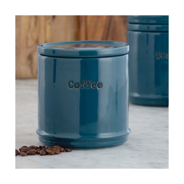 Typhoon 0059.675 Coffee and Sugar Storage Jar Set, 750 mL, Ceramic, Teal, 160 mm H, Dishwasher Safe: Yes - 5