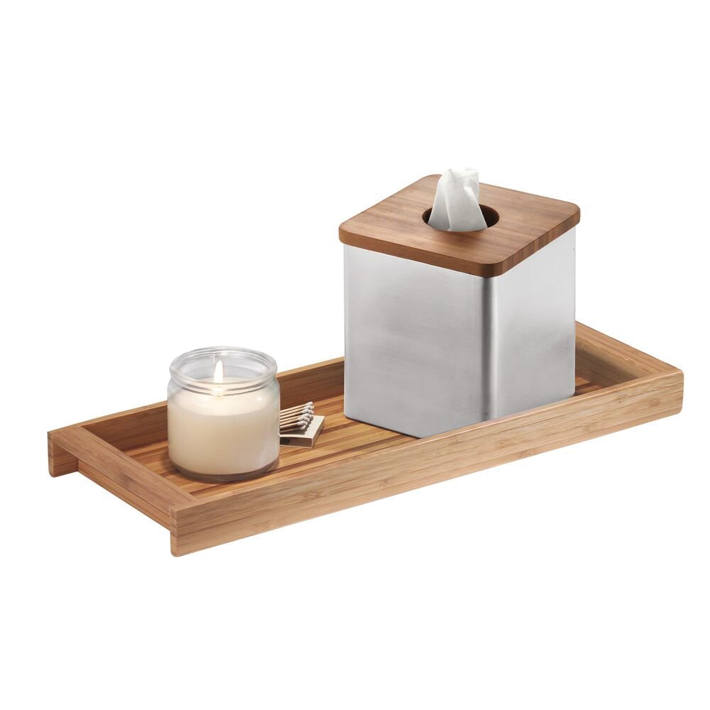 iDESIGN Formbu Series 86342 Tank Top Tray, 16 in L, 6.1 in W, 1.2 in H, Wood, Natural - 2