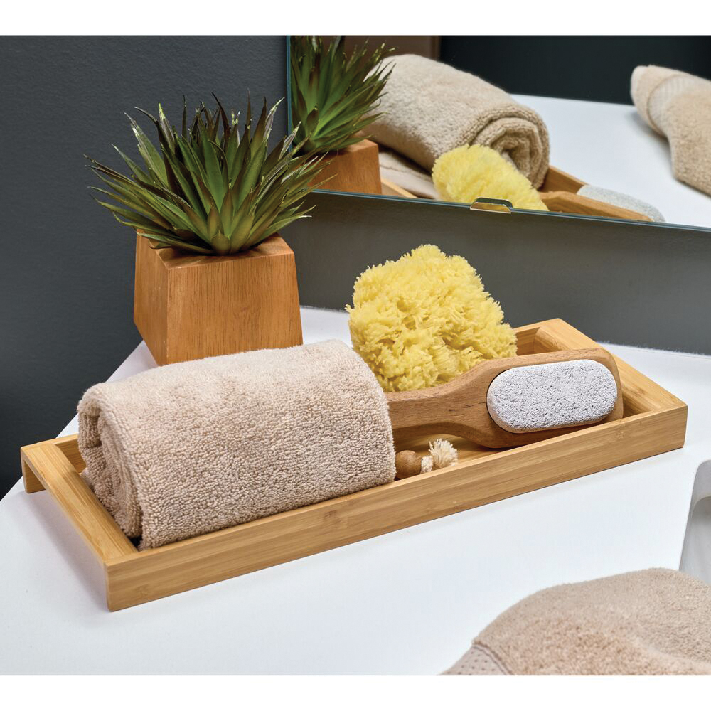 iDESIGN Formbu Series 86342 Tank Top Tray, 16 in L, 6.1 in W, 1.2 in H, Wood, Natural - 5