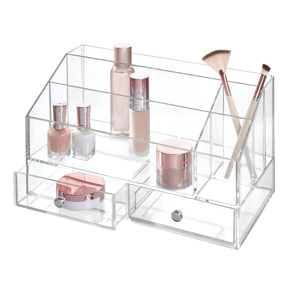iDESIGN 36710 Cosmetic Organizer, 12.97 x 6.96 x 8.25 in Outside, 5-Compartment, Plastic, Clear - 2