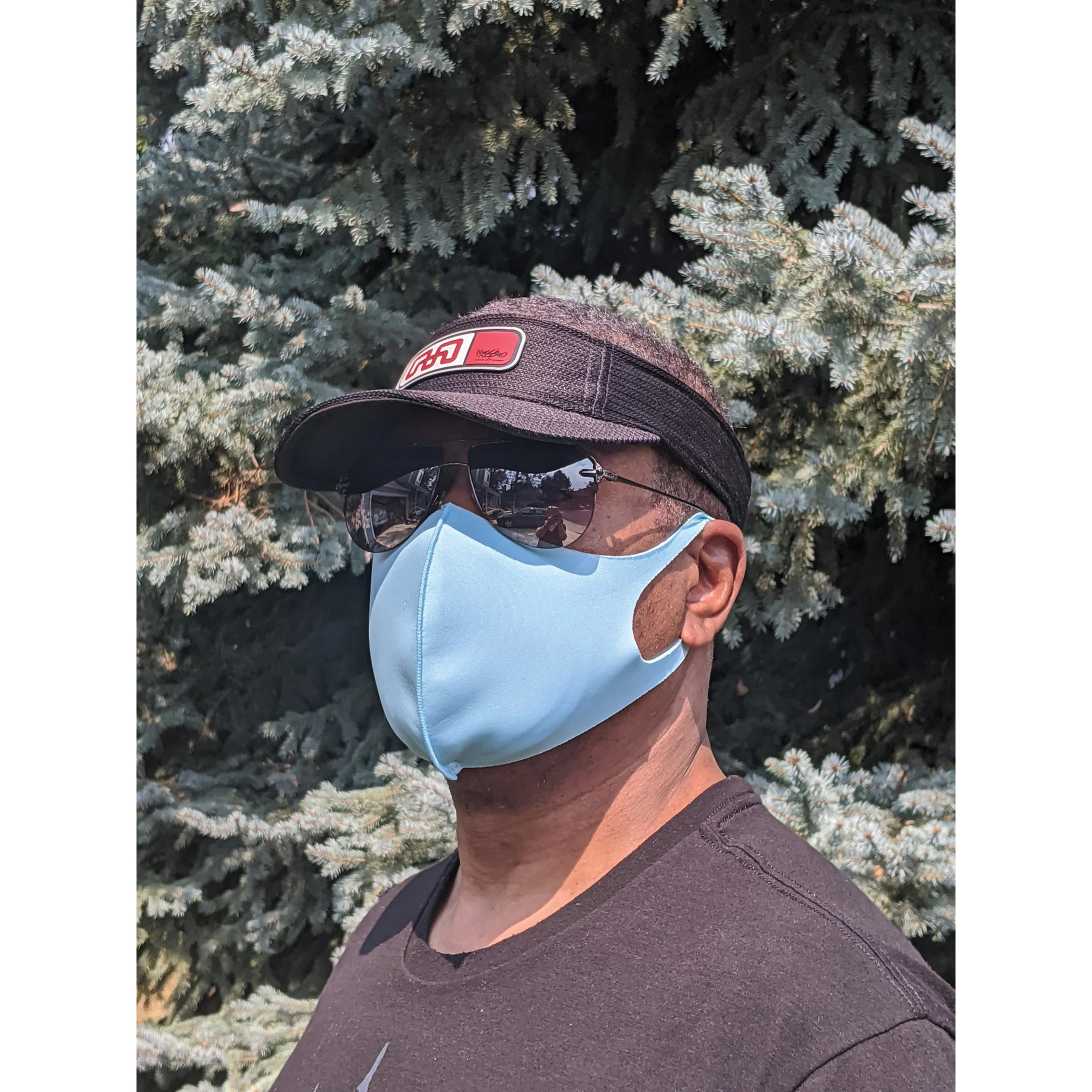 2 Red Hens CFFM-GS-C Face Mask, Copper Ion Fabric Filter, 3-Layer, Copper Fabric/Polyester, Gulf Stream Blue - 1