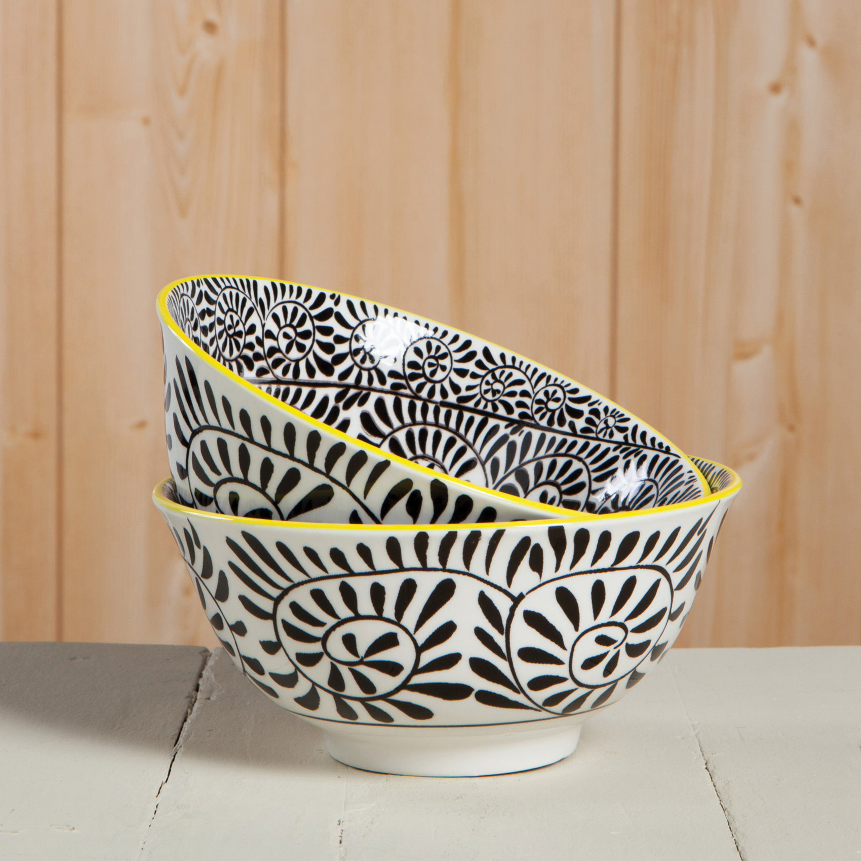 Now Designs by Danica 5043001 Vines Stamped Bowl, 22 oz, 6 in Dia, Porcelain, Black - 3