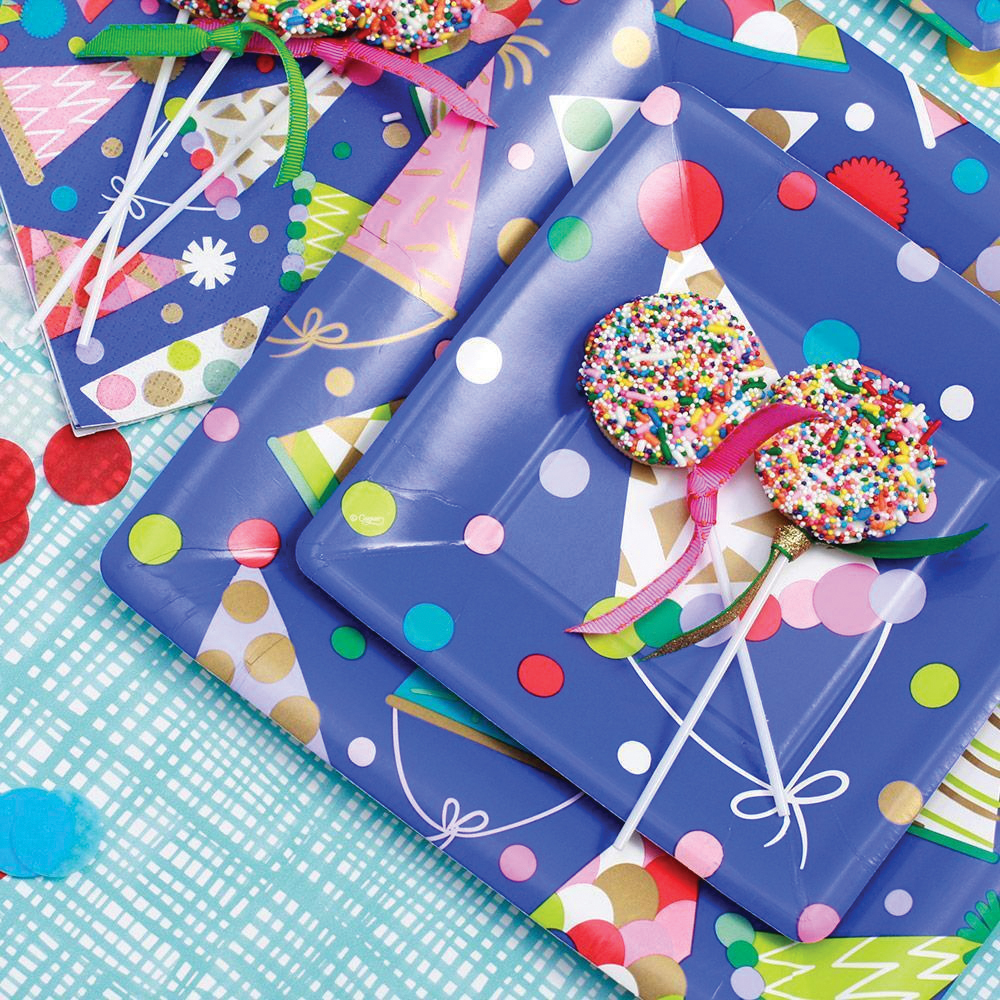 Caspari 14620C Party Hats Paper Cocktail Napkin, 10 in L, 10 in W, 3-Ply, Tissue Paper - 2