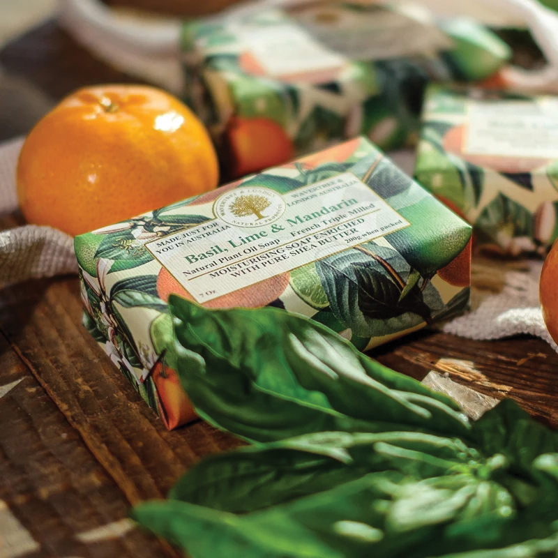 Wavertree & London WL-19 Soap, Bar, Basil, Lime, Mandarin, 7 oz, Pack - 2