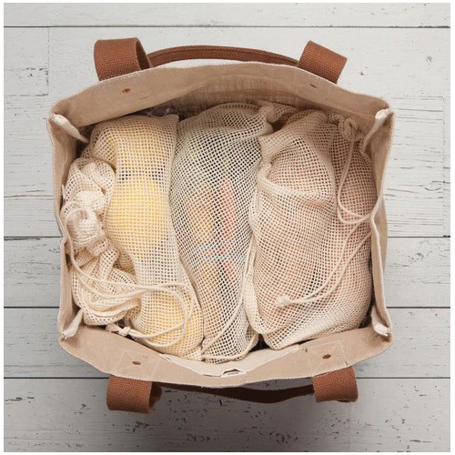 Now Designs by Danica Le Marche Series 3023003 Produce Bag Set, 14 in L, 12 in W, Cotton, Natural - 3