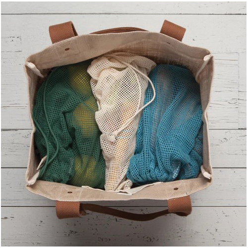 Now Designs by Danica Le Marche Series 3023001 Produce Bag Set, 14 in L, 12 in W, Cotton, Drawcord Closure - 4