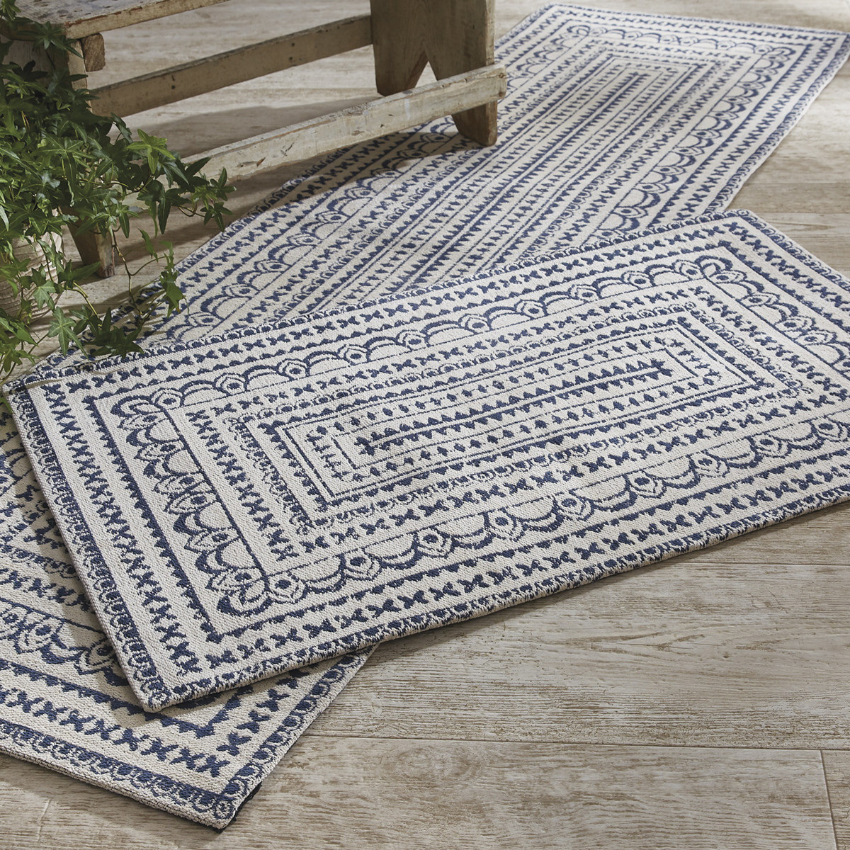 Park Designs Spice Bin Series 2530-025NV Rug, 3 ft L, 2 ft W, Zuri Medallion Printed Pattern, Woven Rug, Navy - 2