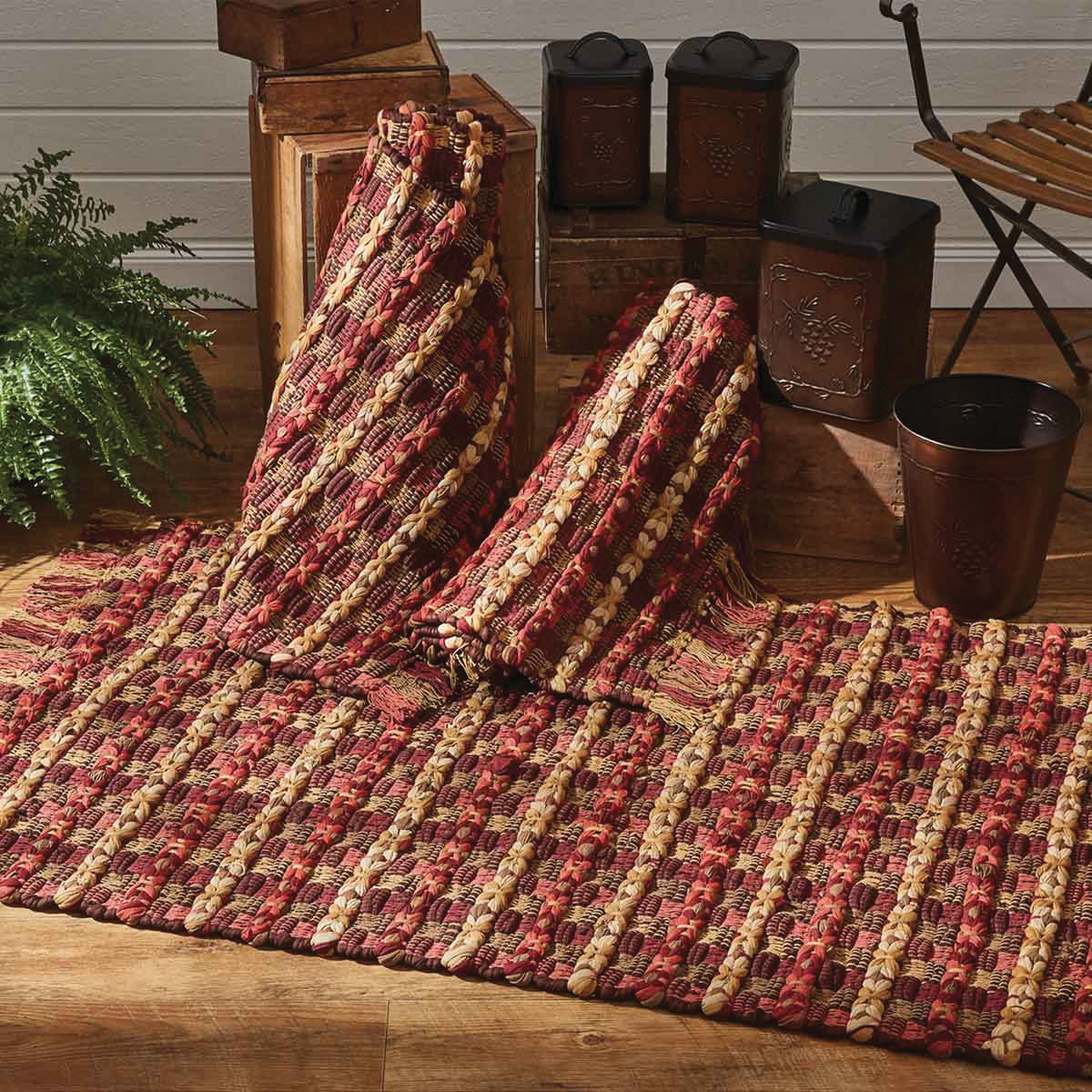 Park Designs 6994-250 Rug, 3 ft L, 2 ft W, Rectangular, Kennebec Pattern, Cotton Rug, Brown/Burgundy/Gold/Rust/Tan - 2