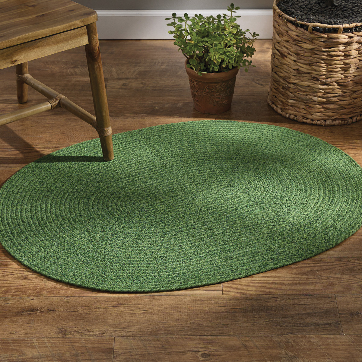 Park Designs Spice Bin Series 1996-274B Rug, 42 in L, 32 in W, Oval, Cotton Rug, Basil - 3
