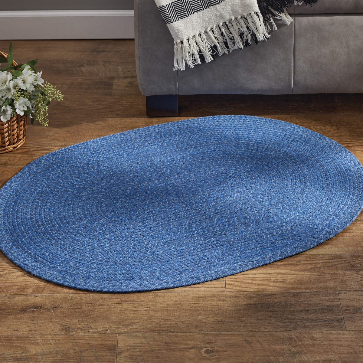 Park Designs Spice Bin Series 1996-274BS Rug, 42 in L, 32 in W, Oval, Cotton Rug, Blue Spice - 3