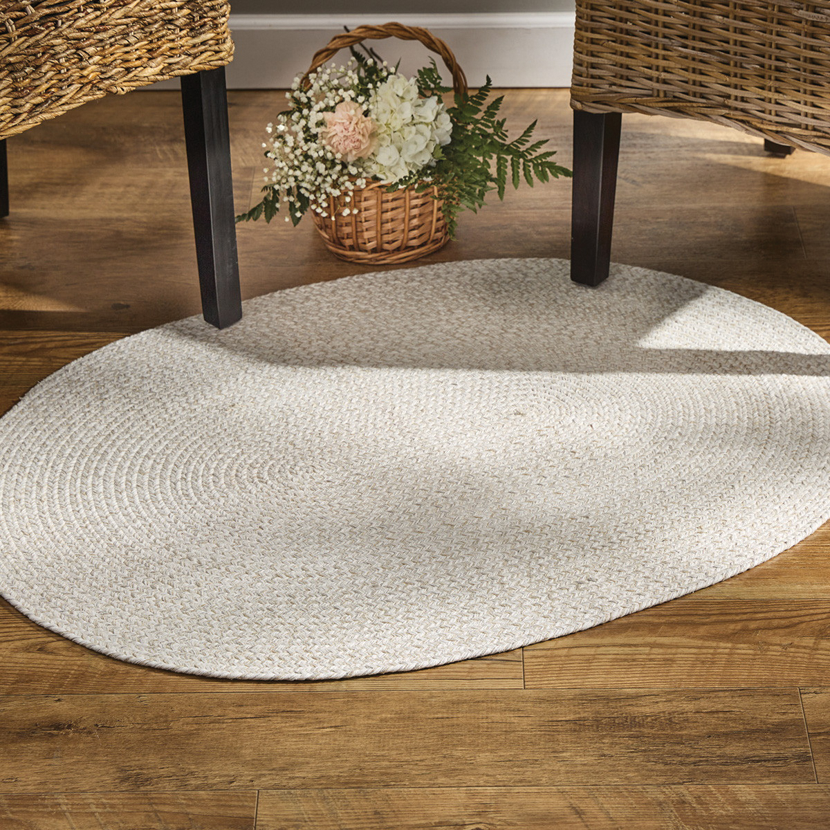 Park Designs Spice Bin Series 1996-274S Rug, 42 in L, 32 in W, Oval, Cotton Rug, Sea Salt - 3