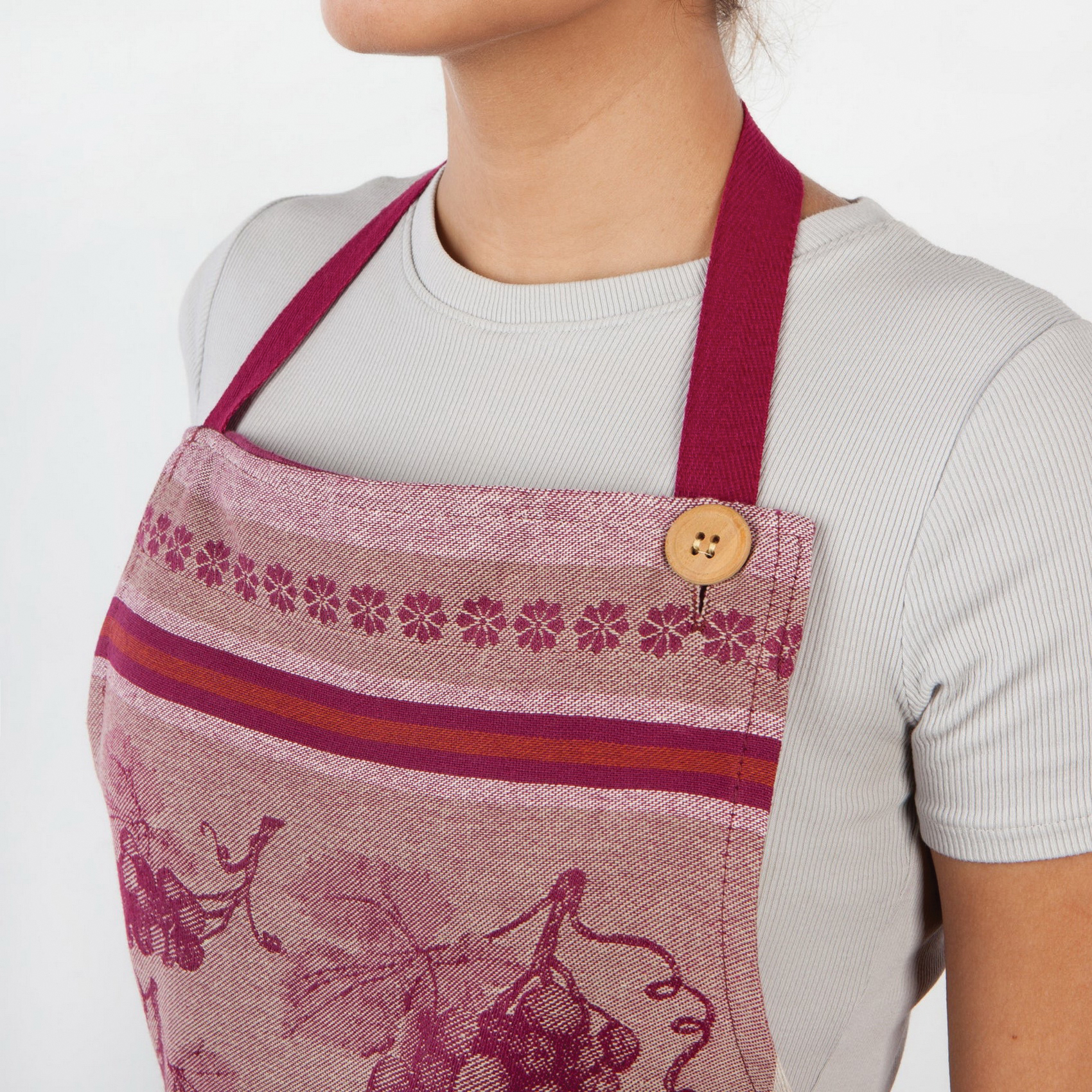 Now Designs by Danica Sommelier Grapes Series 2118141 Jacquard Apron, Cotton, 28 in Chest, 32 in L, Button - 3