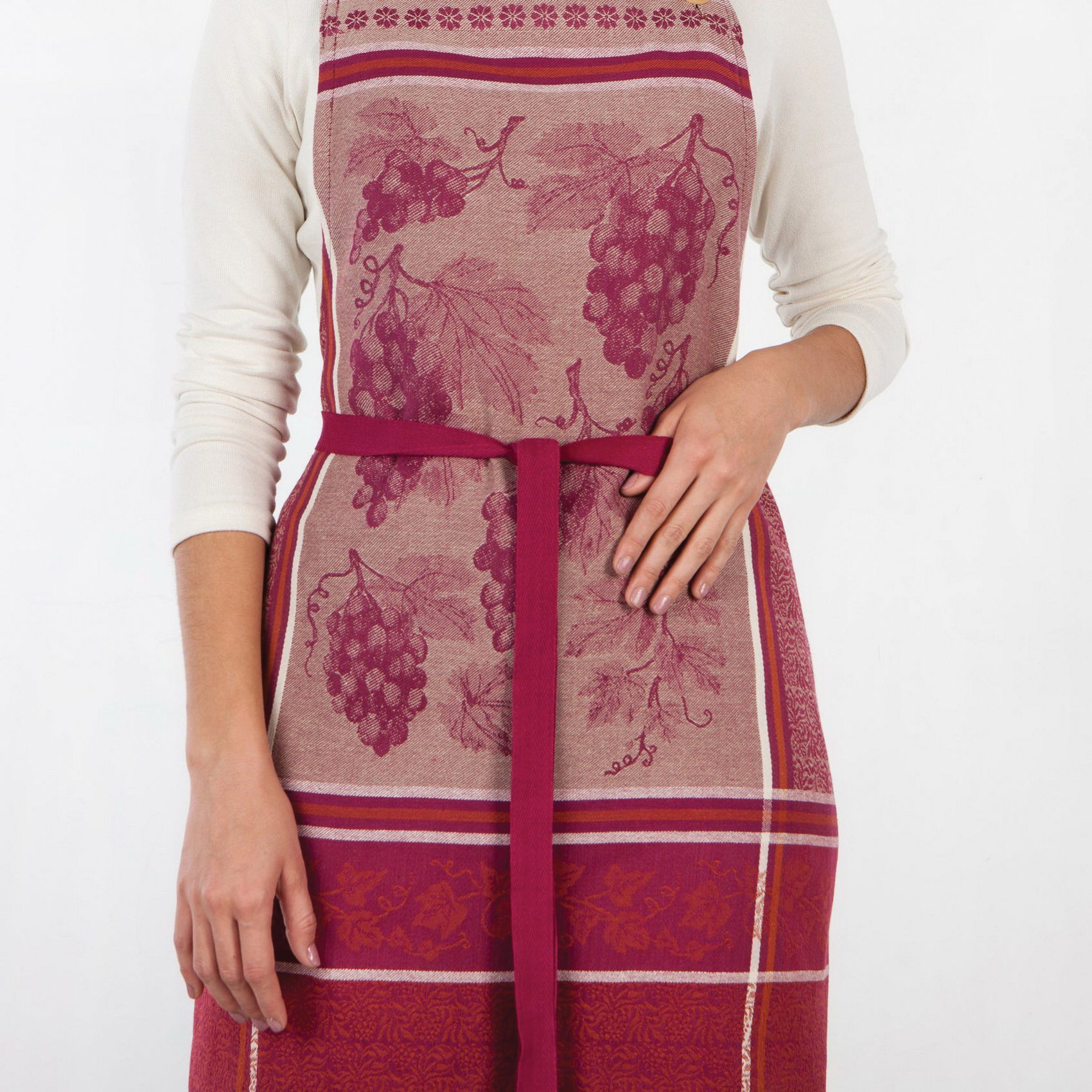 Now Designs by Danica Sommelier Grapes Series 2118141 Jacquard Apron, Cotton, 28 in Chest, 32 in L, Button - 4