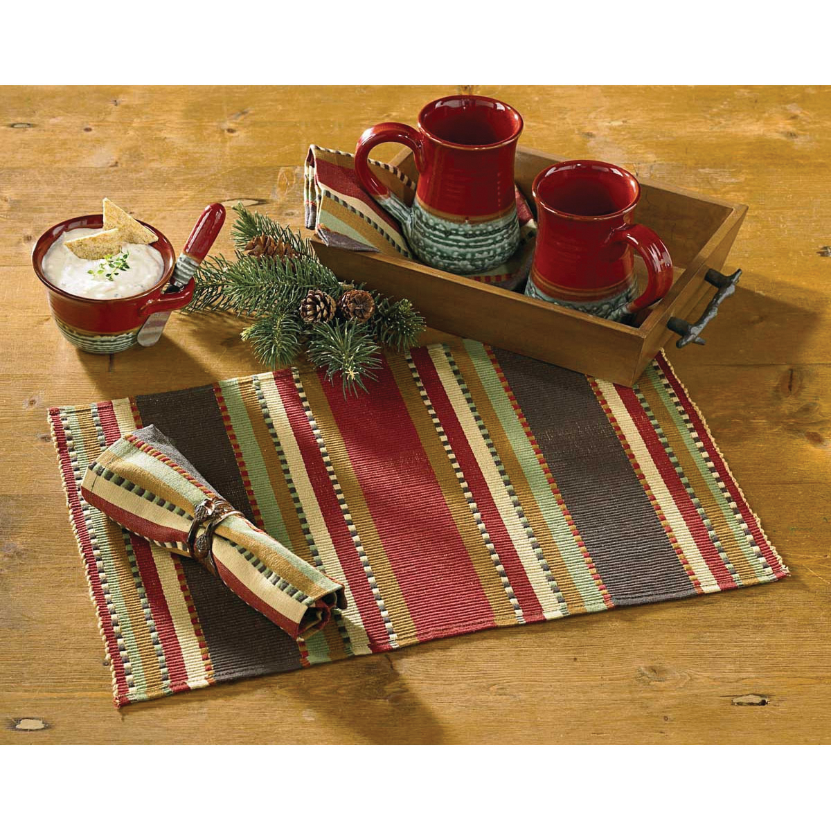 Park Designs 479-01 Timber Ridge Placemat, 19 in L, 13 in W, Timber - 3
