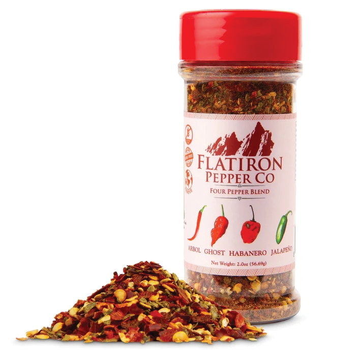 Flatiron Pepper Co 101FourPB Four Pepper Blend Seasoning, Chile Pepper, 1.8 oz, Bottle - 1