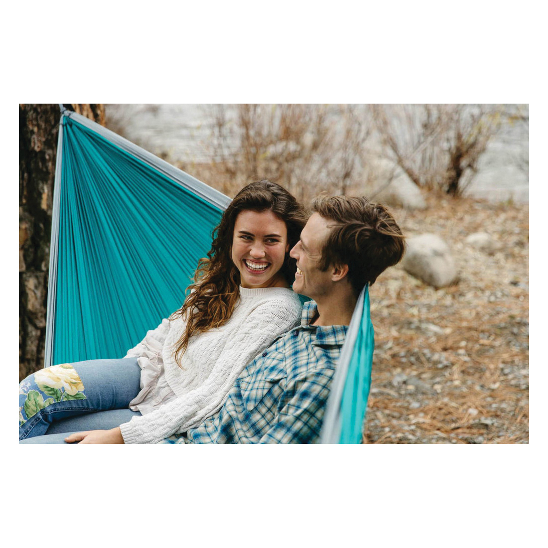 ENO DoubleNest Series DN011 Hammock, 9 ft 6 in L, 6 ft 4 in W, 400 lb, Aluminum/Nylon, Gray/Seafoam - 3