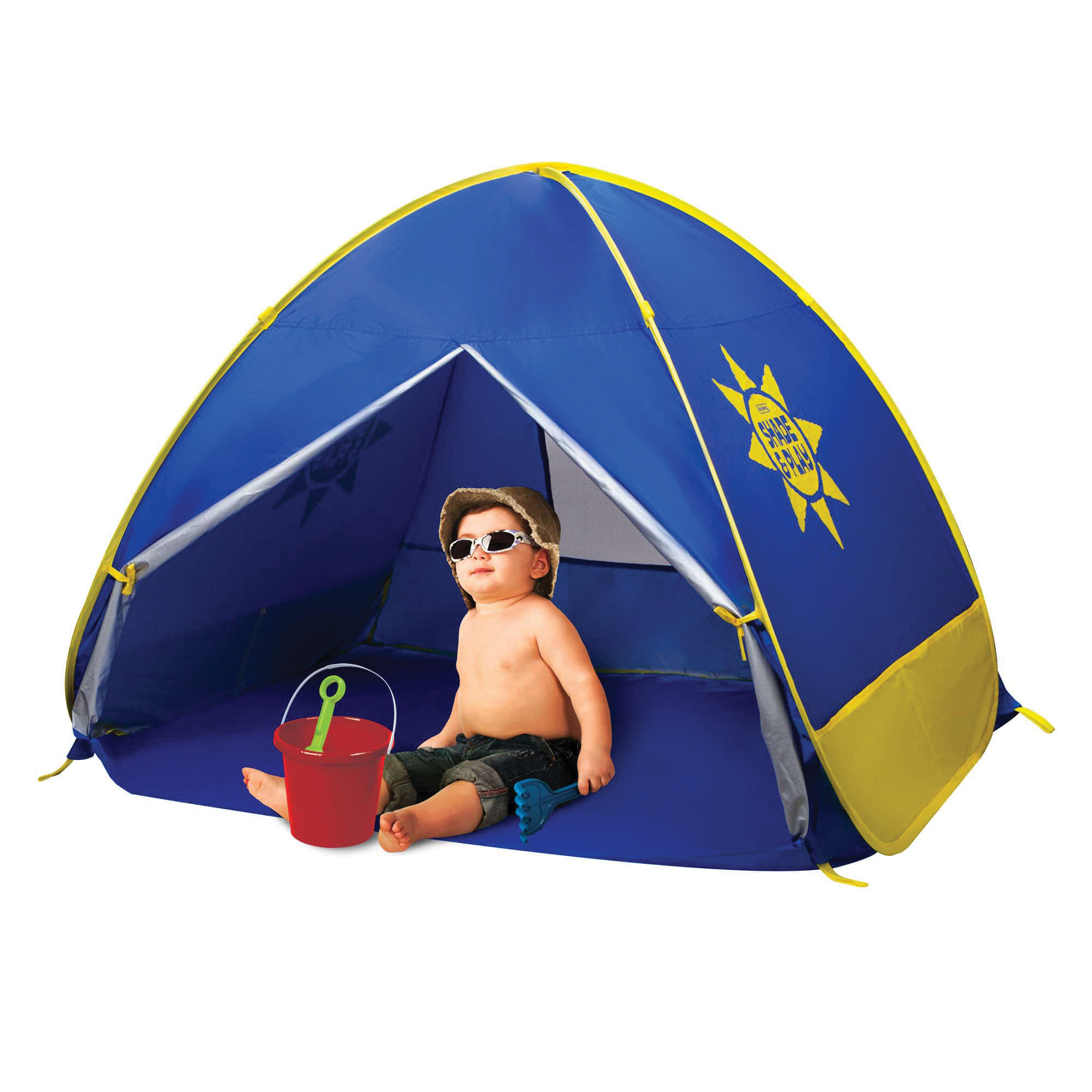 Schylling 2166 Play Shade Pop Up Tent, 39 in L, 51 in W, 31 in H, Polyester Fabric, Blue Fabric - 2