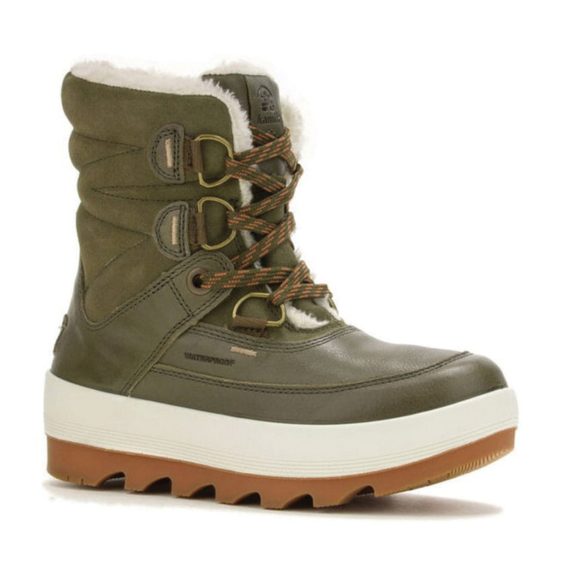 Kamik CELESTE M Series WK2428-DOL-9 Winter Boots, 9, Dark Olive, Leather/Suede, Lace-Up, Yes, -20 deg C - 2