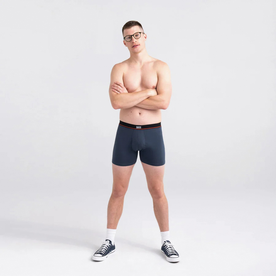 Saxx Non-Stop Series SXPP3J-BNW-L Boxer Briefs, L, Cotton/Elastane, Black/Deep Navy/White, 36 to 38 in, 5 in L - 2