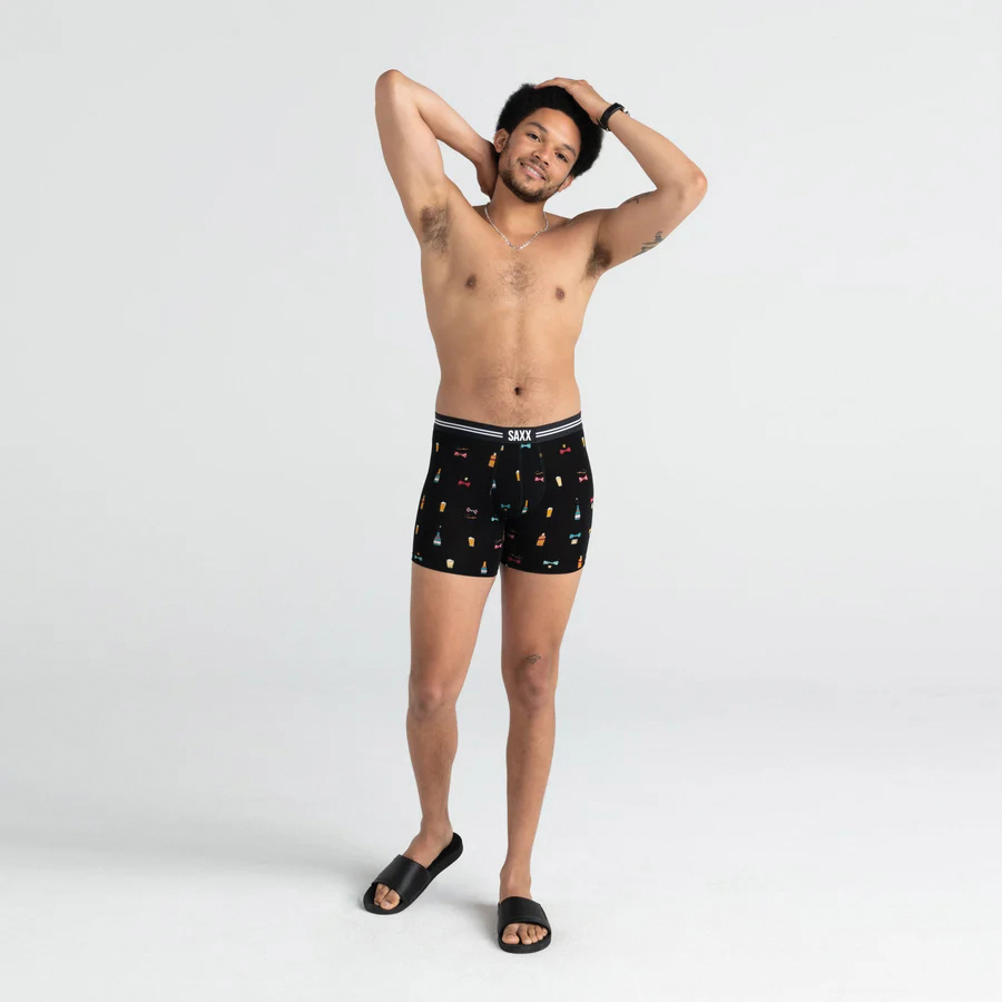 Saxx Vibe Series SXBM35-BBT-S Boxer Briefs, S, Elastane/Viscose, Black, 30 to 32 in, 5 in L - 3