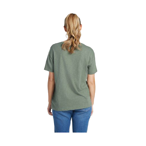 Life Is Good QKTUFO-L Slub T-Shirt, L, Cotton, Moss Green, Detailed Sunflower, Crew Neck, Short Sleeve, Relaxed Fit - 3