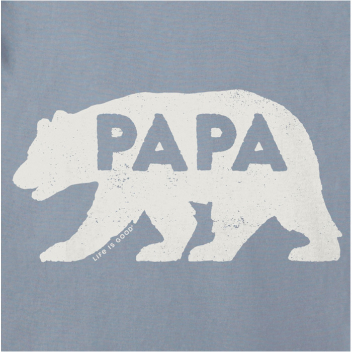 Life Is Good VTXR6J-STBlue-S T-Shirt, S, Cotton, Stone Blue, Papa Bear Silhouette Graphic, Ribbed, Short Sleeve - 2