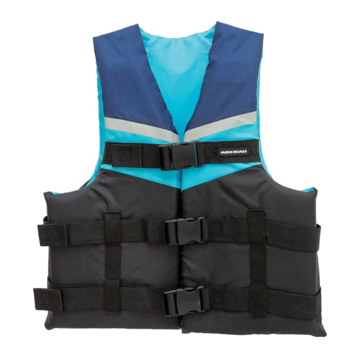 Airhead 30053-03-A-BL Type III Youth Vibe Life Jacket Vest, Polyester Outer, Black/Blue/Gray, Buckle - 2