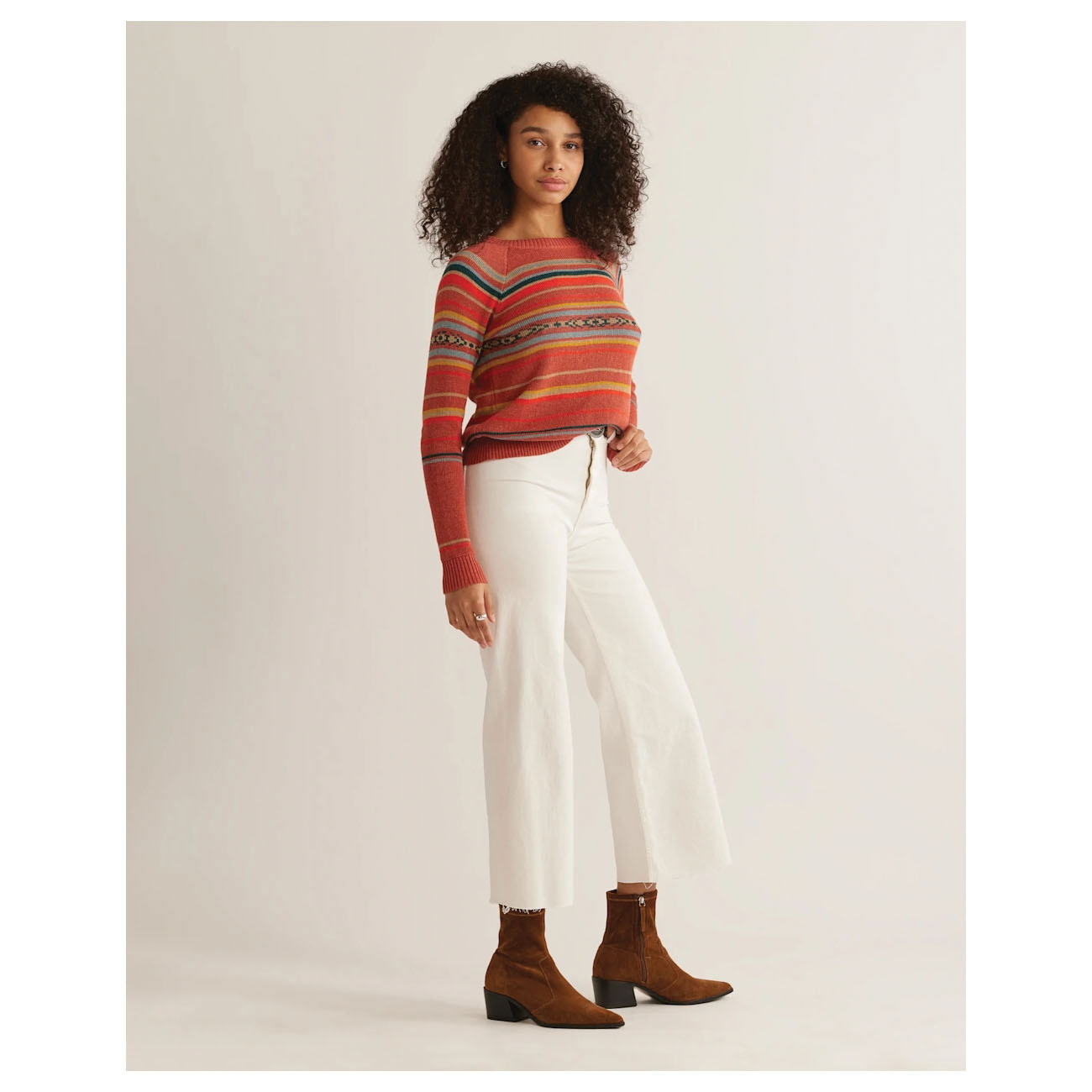 Pendleton 13111Z-87280-S Sweater, S, 40 in Chest, Graphic, Ombre Palette Design, Crew Neck, Cotton, Red Multi-Stripe - 2