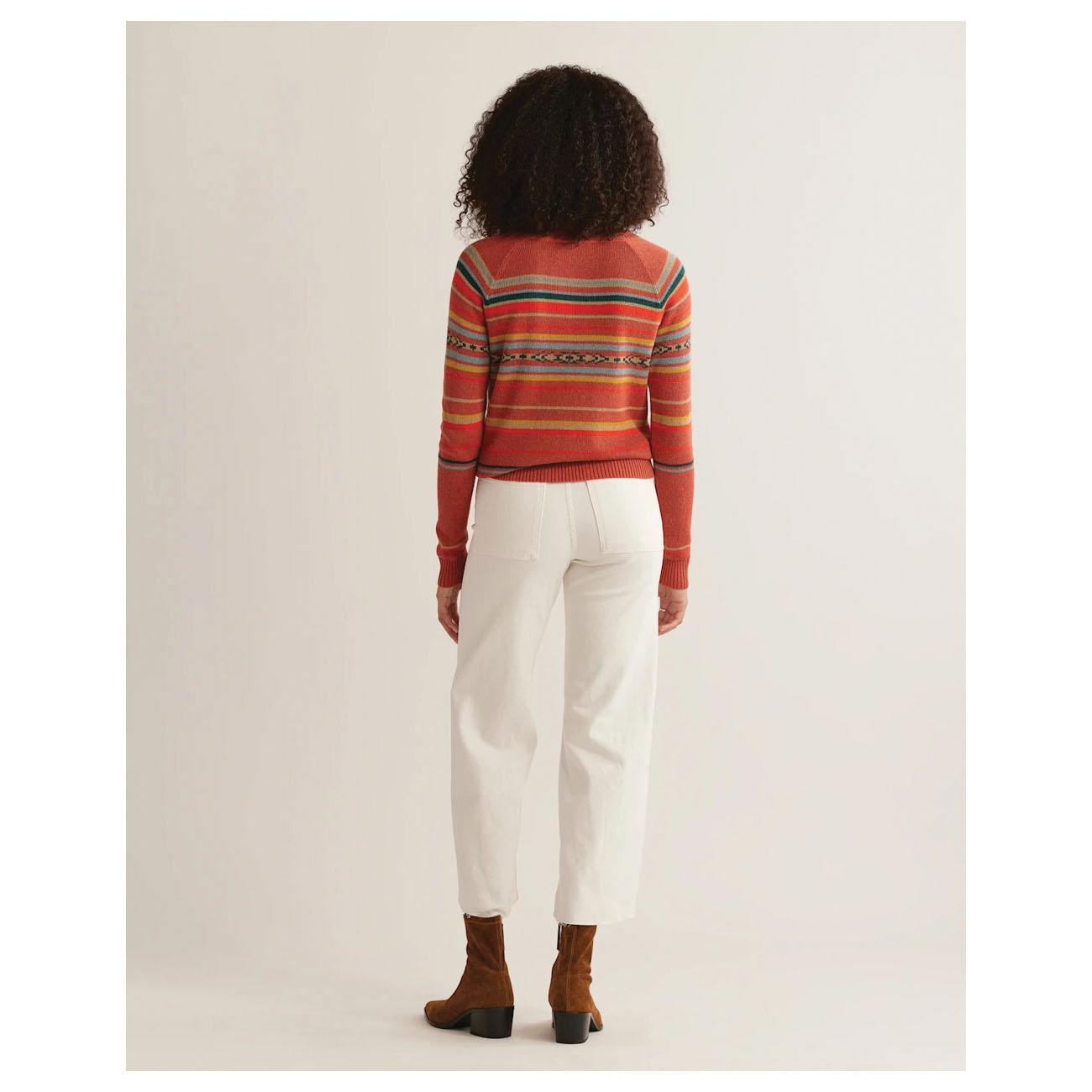 Pendleton 13111Z-87280-S Sweater, S, 40 in Chest, Graphic, Ombre Palette Design, Crew Neck, Cotton, Red Multi-Stripe - 3