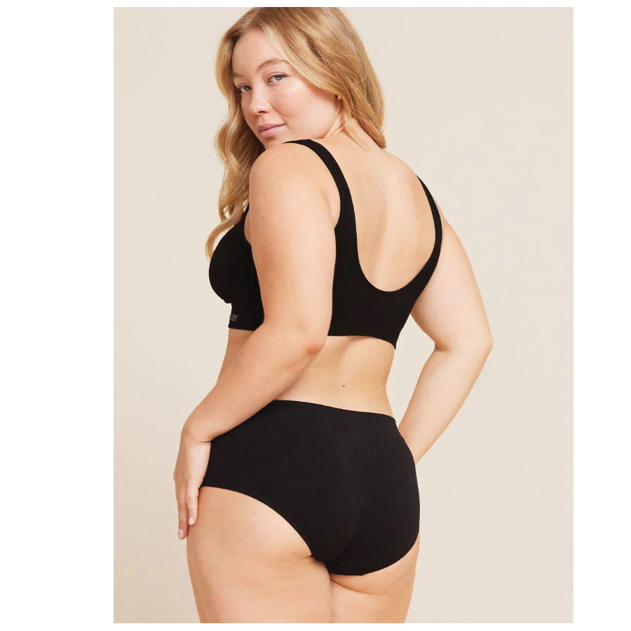 Boody BPBLS-S Seam-Free Padded Crop Bra, S, Elastane/Nylon/Viscose, Black, Fits to Chest Size: 32 to 35 in - 2