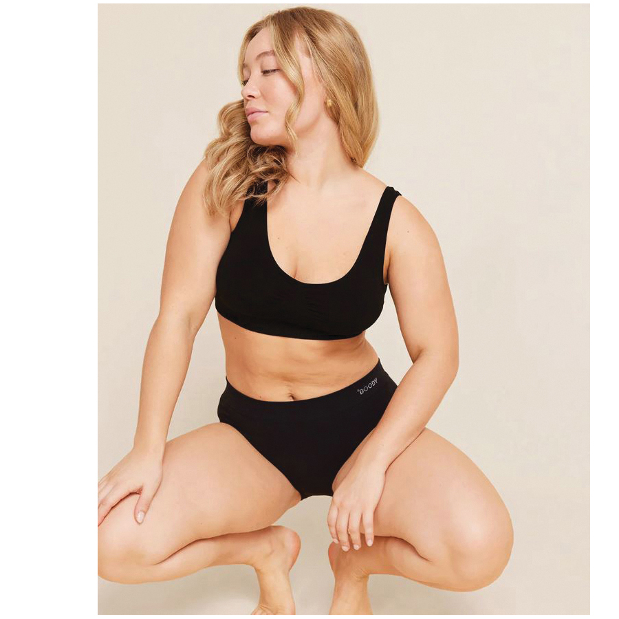 Boody BPBLS-S Seam-Free Padded Crop Bra, S, Elastane/Nylon/Viscose, Black, Fits to Chest Size: 32 to 35 in - 3