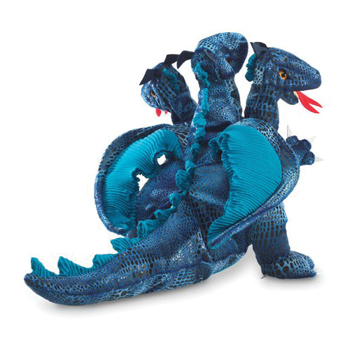 Folkmanis 2387 Hand Puppet, Three-Headed Dragon, Blue - 2