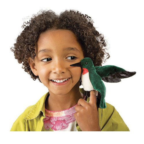 Folkmanis 2691 Finger Puppet, Mini Hummingbird, Gray/Green/White - 3