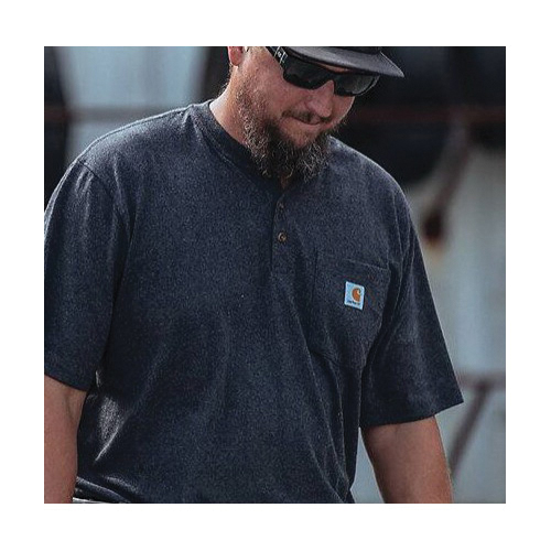 Carhartt K84-G55-S T-Shirt, S, Regular, Cotton/Polyester, North Woods Heather, Solid, Henley, Short Sleeve, Loose Fit - 3