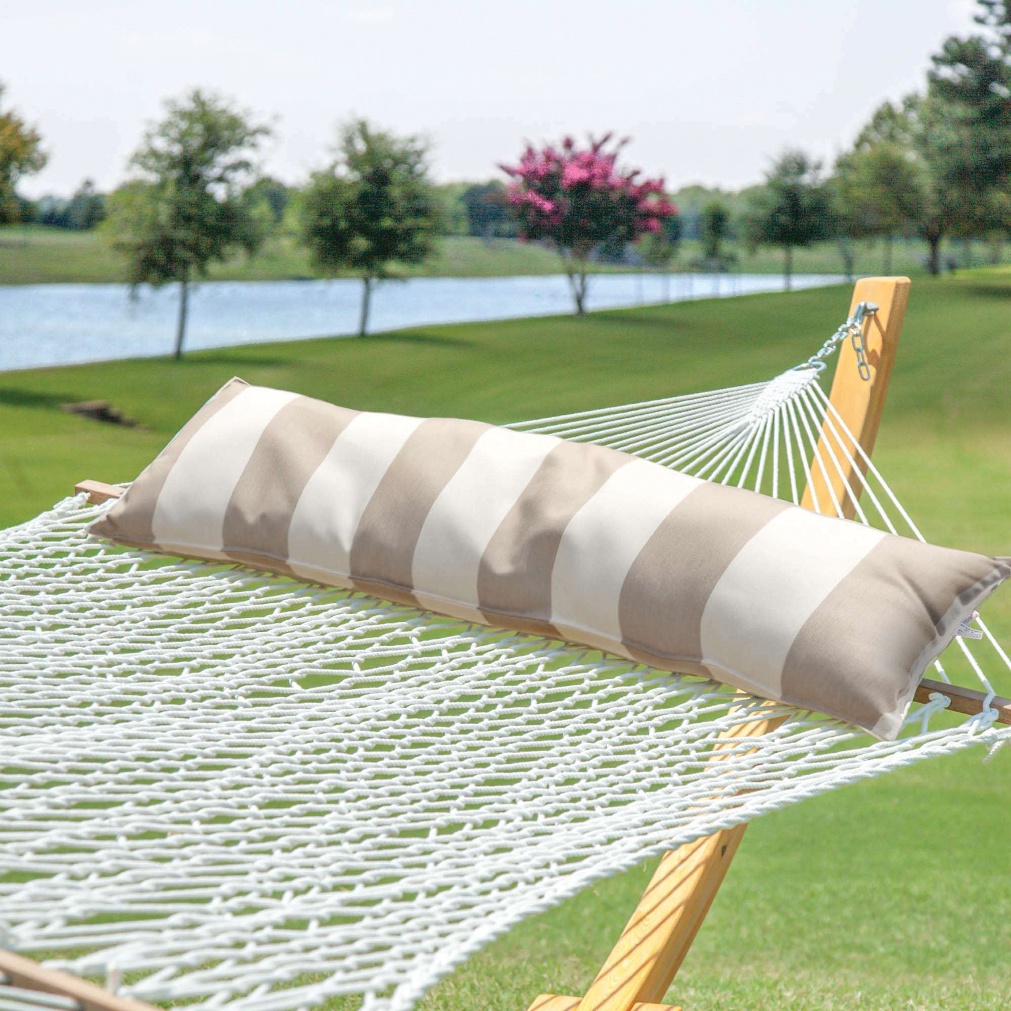 Hatteras Hammocks B-RS-LONG Hammock Pillow, 52 in L, 18 in W, Sunbrella Fabric, Beige/Cream Fabric - 2
