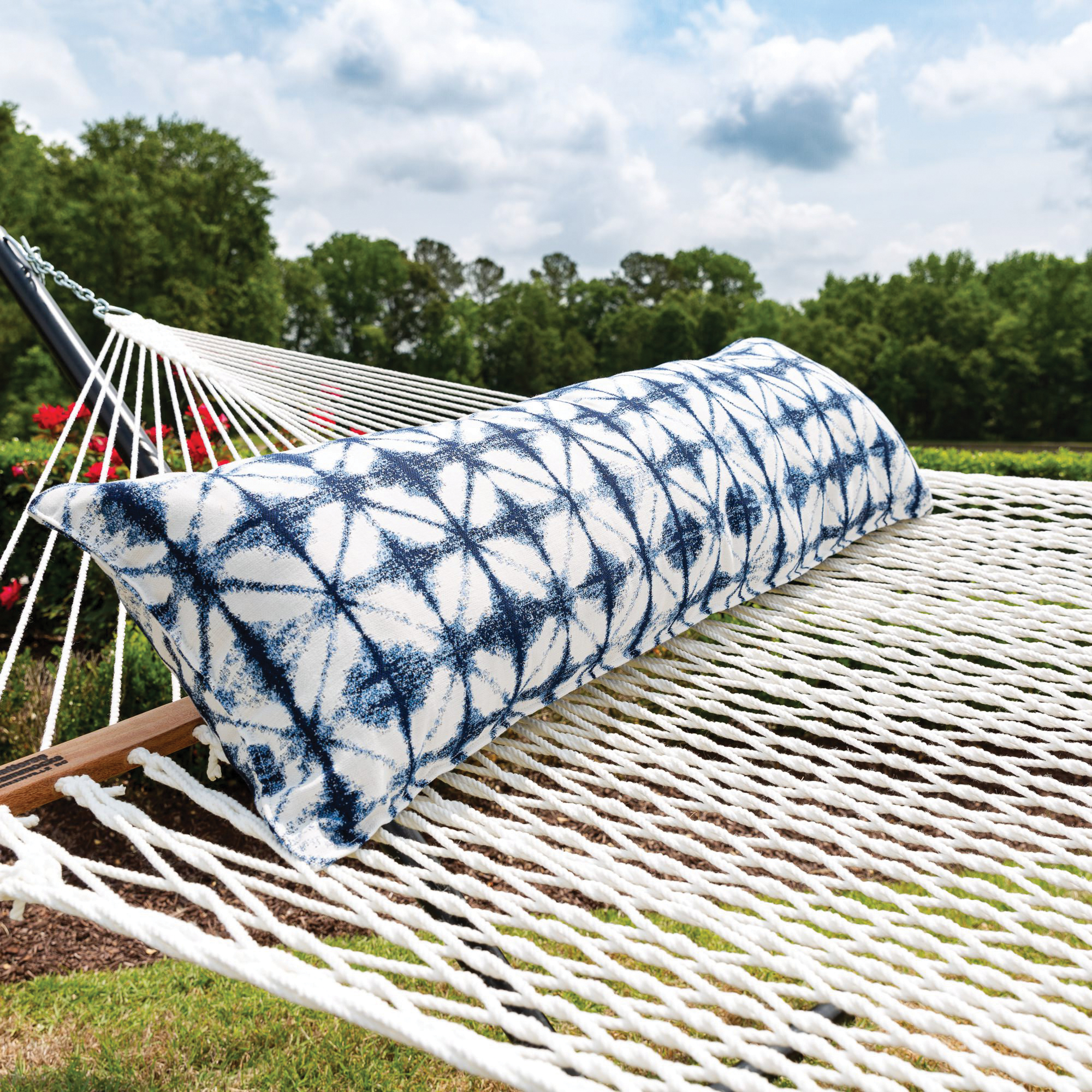 Hatteras Hammocks B-MI-LONG Hammock Pillow, 52 in L, 18 in W, Sunbrella Fabric, Midori Indigo Fabric - 2