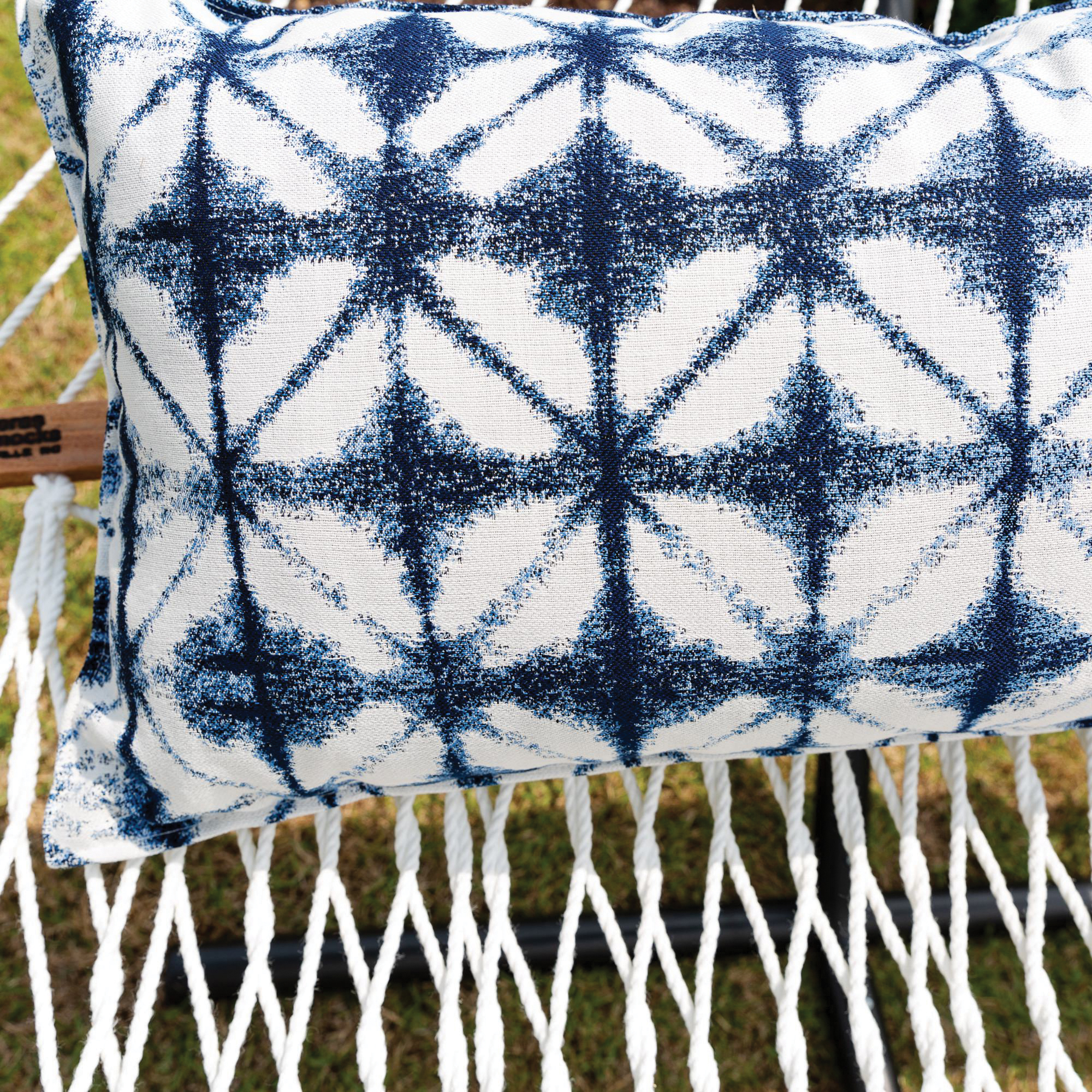 Hatteras Hammocks B-MI-LONG Hammock Pillow, 52 in L, 18 in W, Sunbrella Fabric, Midori Indigo Fabric - 3