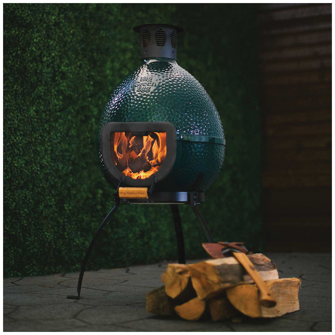 Big Green Egg 131348 Chiminea, 21 in W, 26 in D, 43-1/2 in H, Ceramic/Steel - 2