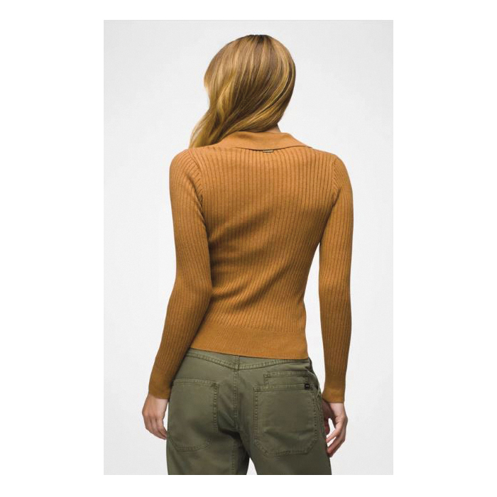 prAna Milani Series 2065621-200-S Sweater, S, 35 to 36 in Chest, Polo, Relaxed, V-Neck, Bronze Cotton/Polyester/Wool - 2