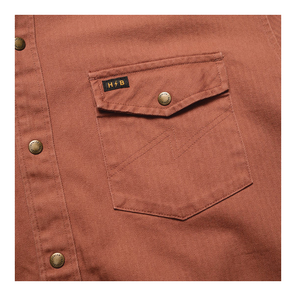 Howler Bros Sawhorse Series 127924F-MIN-XL Work Shirt, XL, Snap, Mink Brown - 5