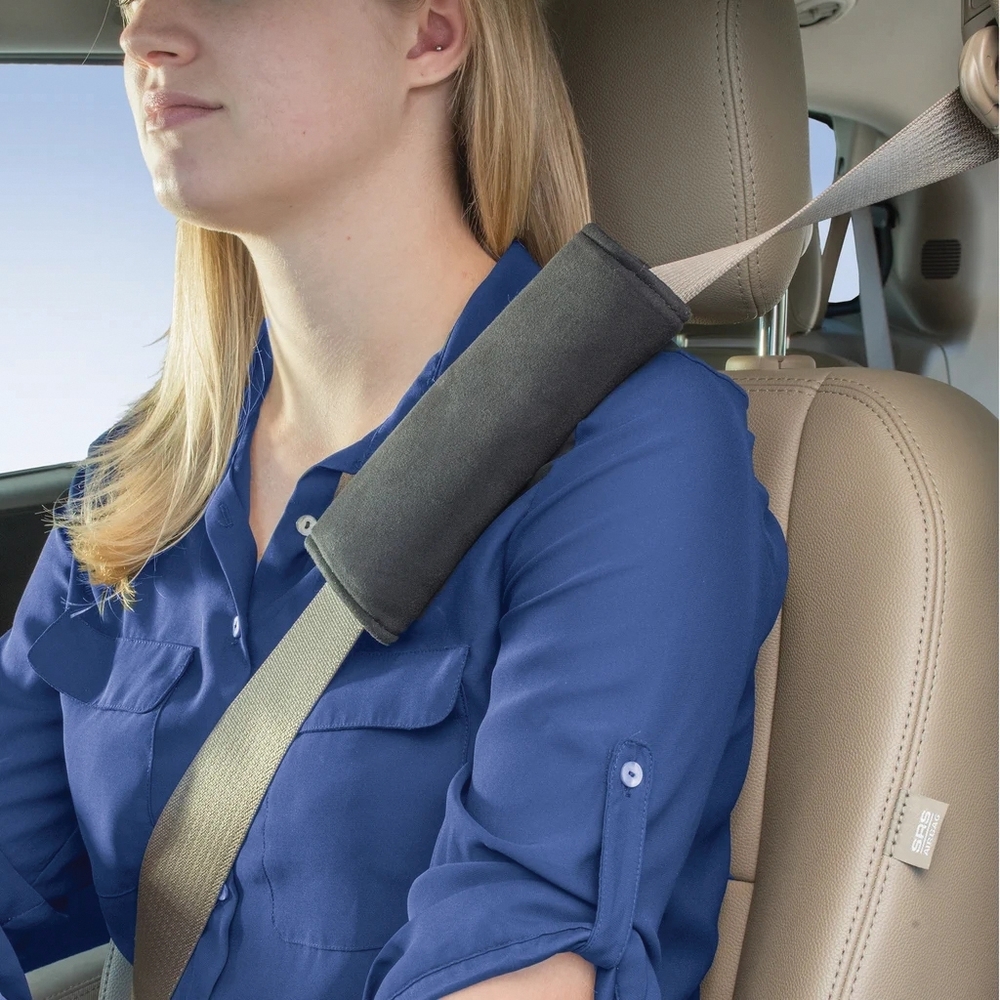 High Road HR-DR-7505-BLK Memory Foam Seat Belt Pad, 8 in L, 3 in W, Micro-Suede, Black - 2