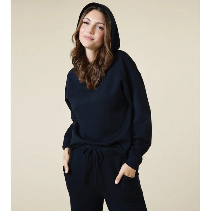 Softies 5200-9-Blk-L Oversize Lounge Set, L, Polyester/Rayon/Spandex, Black, Hooded - 2