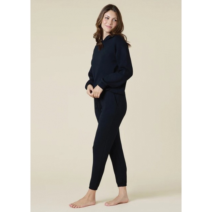 Softies 5200-9-Blk-L Oversize Lounge Set, L, Polyester/Rayon/Spandex, Black, Hooded - 4