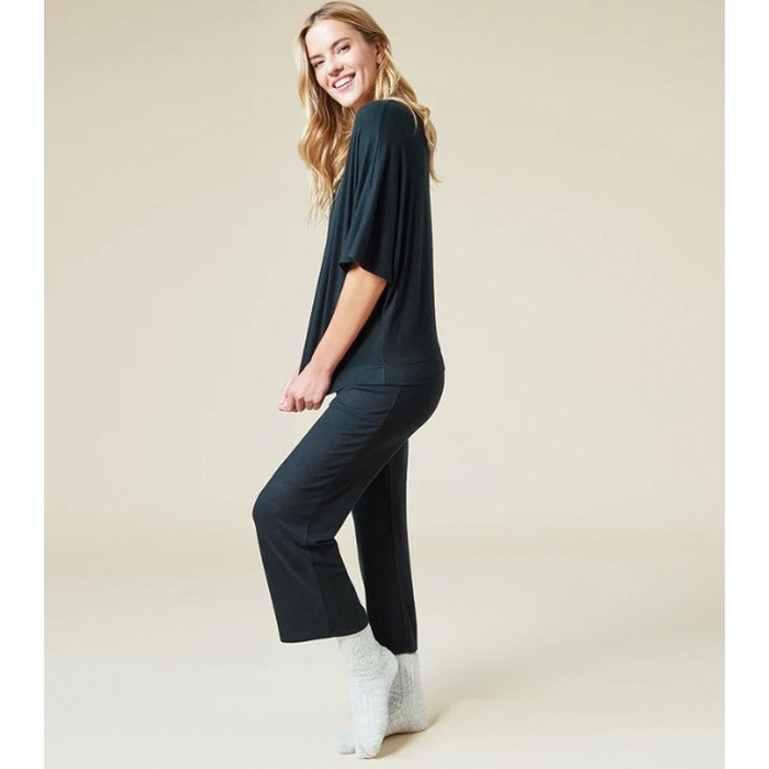 Softies 2300-2-Blk-L Dream Capri Lounge Set, L, Polyester/Spandex, Black, V-Neck, Dolman Sleeve - 4