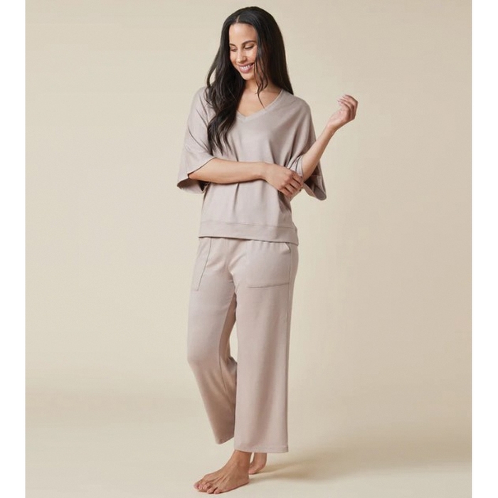 Softies 2300-2-Coco-S Dream Capri Lounge Set, S, Polyester/Spandex, Coco, V-Neck, Dolman Sleeve - 3